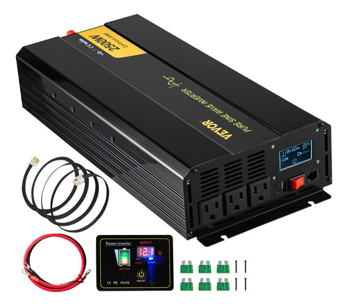 Inversor De Corriente Onda Sinusoidal Pura 2500w Lcd