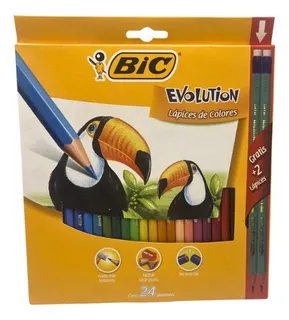 Colores Bic Evolution Estuche C24 Piezas Lapices Resistentes