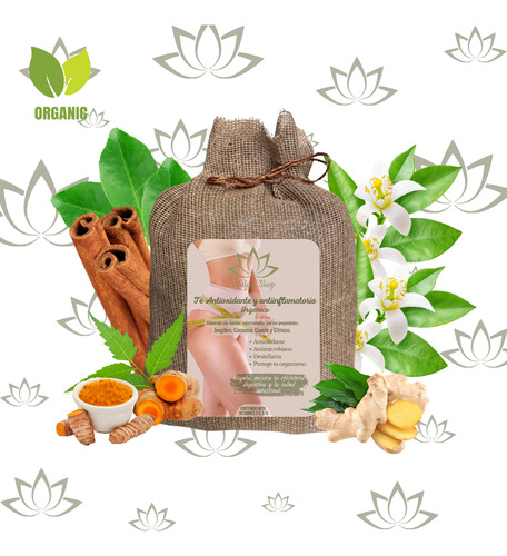 Té Orgánico Jengibre Cúrcuma Canela Cítricos Antioxidante