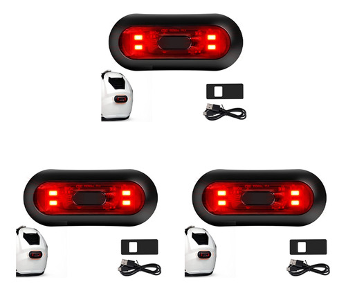 3 Luces Led Para Casco, Luz De Freno De Casco Recargable Par