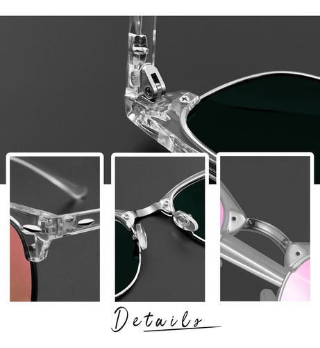 Lentes De Sol Mujer Hombre Polarizados De Moda Anti Luz Solar Proteger Ojos Transparente Clásico Cuadrados Uv400 Espejo Diseño Rosa/blanco De Moda Para Fiesta Playa Tomar Fotos Bloquear UV