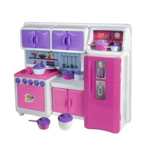 Imagem 2 de 10 de Cozinha Infantil Meninas Completa Coleção Cristal C/ Fogão
