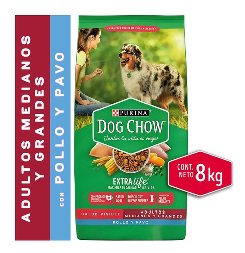 Dog Chow Extra Life Adulto Mediano/grande Pollo Y Pavo 8kg