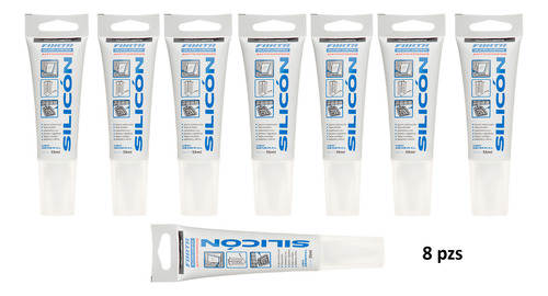 Silicón Acético Transparente 55 Ml Forta ( 8 Pzs )