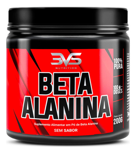 Beta Alanina 100% Pura Com 2000mg Por Dose 3vs - 200g Sabor Sem sabor