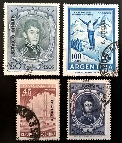 Argentina, Lote 4 Sellos Servico Oficial 1955 Usados L14432