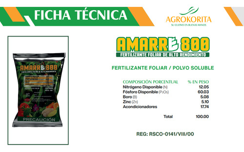 Fertilizante Para Crecimiento Alto En Fosforo Amarre 1 Kg
