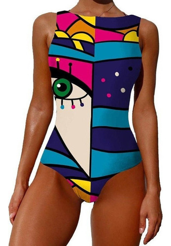 Traje De Baño De Una Pieza Con Estampado Abstracto