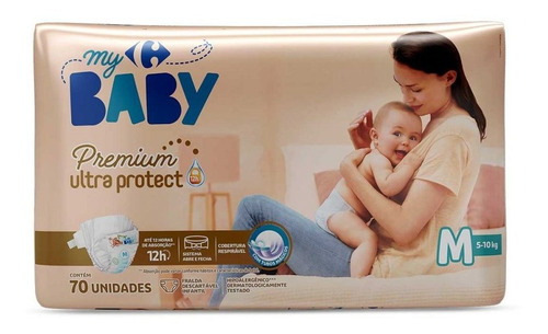 Fralda Carrefour My Baby M Soft  Protect 70 Unidades Gênero Sem gênero Tamanho Médio (M)