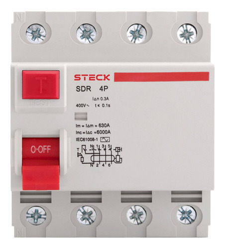 Disjuntor diferencial tetrapolar 4x40 300ma 40amp Steck