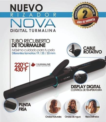 Rizador Gama Nova Digital 19mm Tourmaline Digital Cool Tip