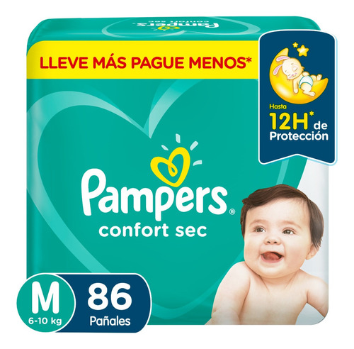 2 Paquete Pañales Pampers Confort Sec Todas Las Tallas Género Sin Género Tamaño Mediano: 172 Uni