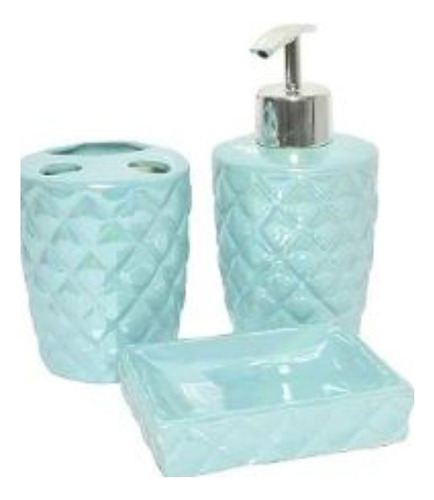 Kit Porta Sabonete Liquido Ariel Crown Banheiro 3 Peça Wincy Cor Verde-claro