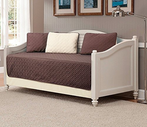 Conjunto De Colcha Acolchada Para Cama De Día 5pc Café/beige