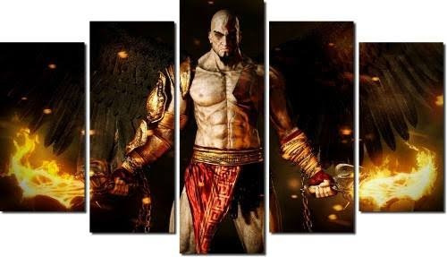 Quadro Decorativo Mosaico God Of War 5 Pecas Mdf 