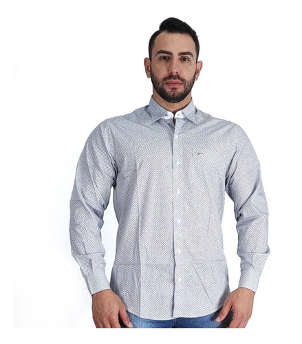 Camisa Masculina Fast Back Estampada Branco Preto