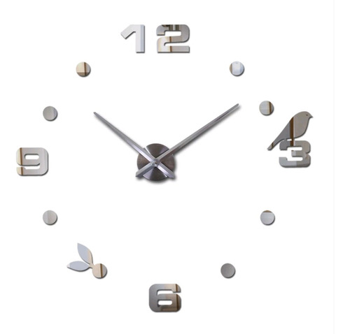 Reloj De Pared 3d Tamaño 50 X 50cm Color Plateado