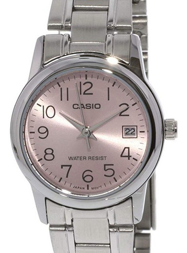 Relógio Casio Feminino Collection Prata Ltp-v002d-4budf Cor do fundo Rosa
