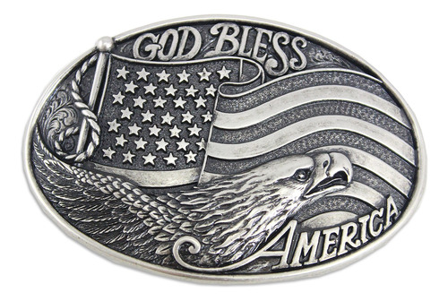 Nocona Boots M&f God Bless America - Hebilla Ovalada Platead