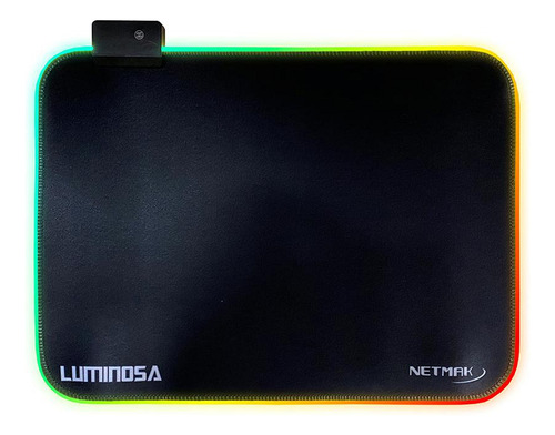 Mouse Pad Gamer Luz Led Rgb Retroiluminado Gaming Netmak Color Negro