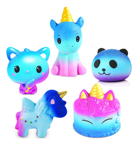 Juego De Juguetes Squishies De Unicornio Galaxia, Gato Estre