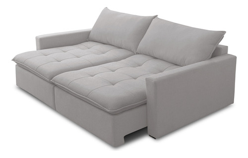 Sofá Cama Retrátil Reclinável Sala 208cm Lari Veludo Cinza
