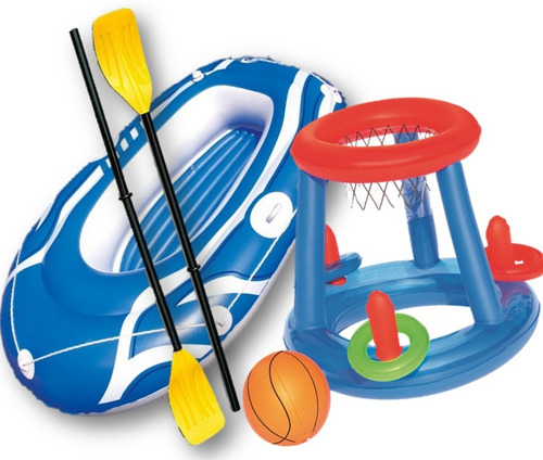 Combo Inflables Bote Remos Aro Basket + Pelota Envio Gratis!