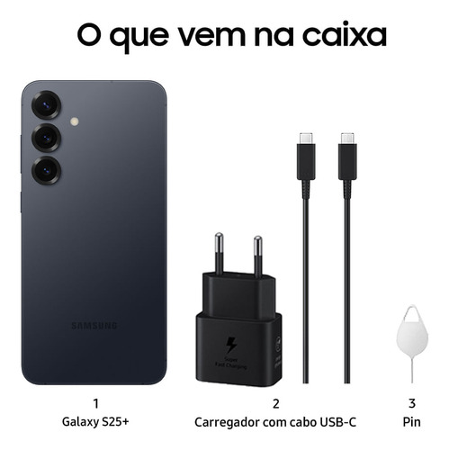 Samsung Galaxy S25 Plus 5G con doble SIM, 256 GB, negro azabache, 12 GB de RAM