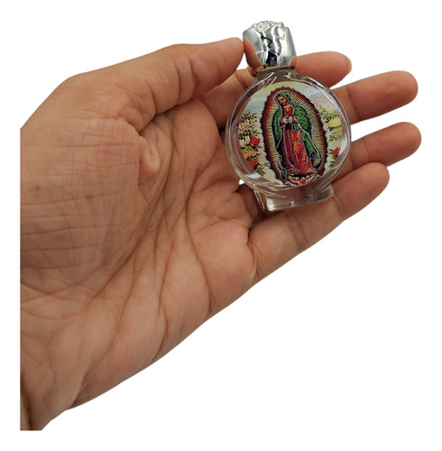 Recuerdo Botella De Cristal Para Agua Bendita 12 Pzas Virgen Plateado