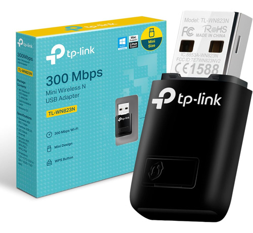 Adaptador Inalambrico /usb2.0/mini/n300/negro/tl-wn823n