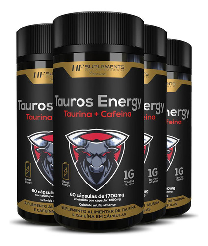 4x Tauros Energy 1700mg 60caps Hf Suplements