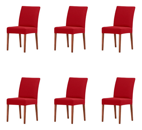 Jogo Com 6 Capas De Cadeira Em Malha Helanca Adomes Vermelho