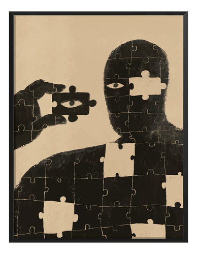 Poster Arte Minimalista Hombre Pieza Ajedrez Abstracto 45x30