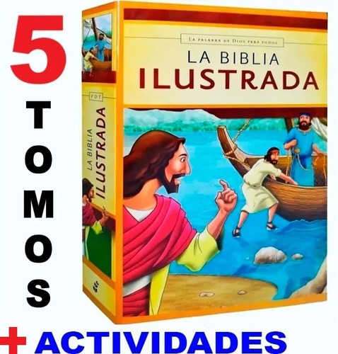 Para Niños Biblia Ilustrada Palabra De Dios + 4 Tomos Regalo