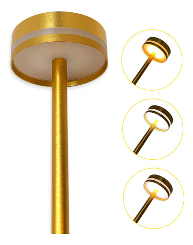 Lámpara Practiled Velador Luz Led Usb Recargable 3 Modos Dorado