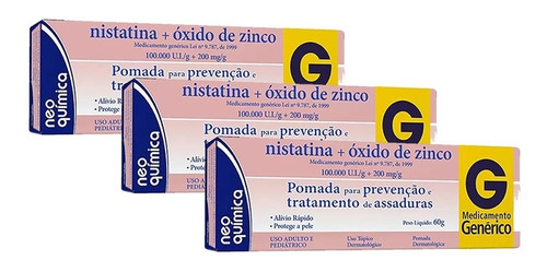 Imagem 2 de 2 de 3 Pomadas Assadura Nistatina+ox.zinco 60g Neoquimica Atacado