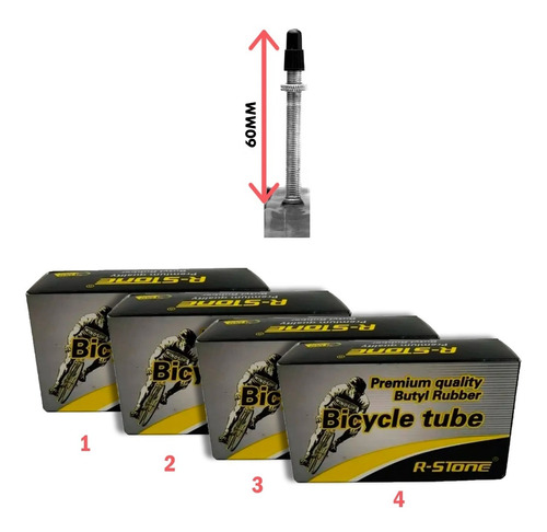 Pack + 04 Cámaras R-stone 700x35/43 V Francesa/presta 60mm