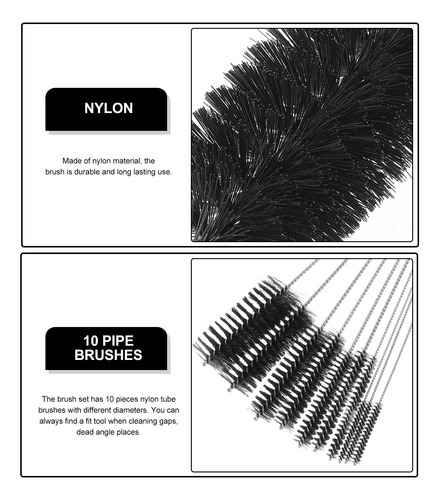 Juego De 10 Cepillos De Limpieza De Tubos De Nailon Para Paj