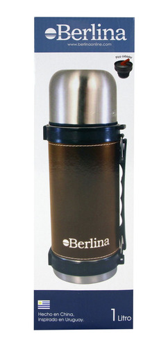 Termo 1 Litro Forrado Cuerno Marrón Con Asa - Berlina
