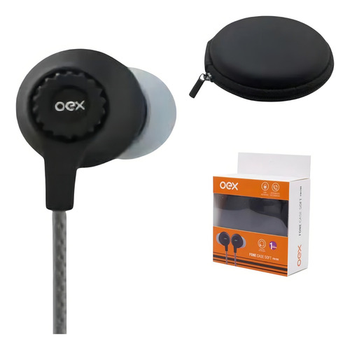 Fone De Ouvido Intra Auricular Com Case Soft Microfone P2 Preto 1,2m Oex 116db