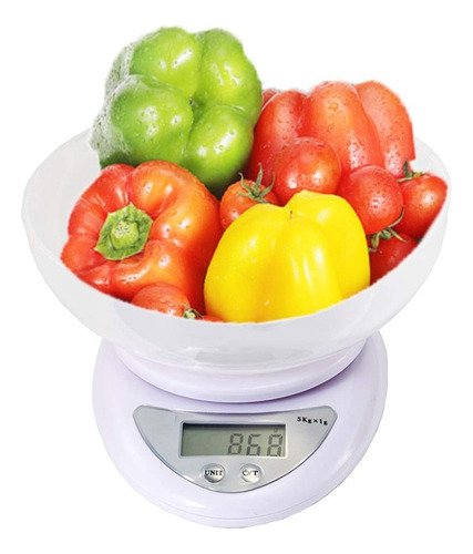 Gramera Pesa Bascula Digital Eléctrica 5kg Con Taza Recipien