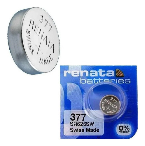 Pila Renata silver oxide 377 botón pack de 10 unidades