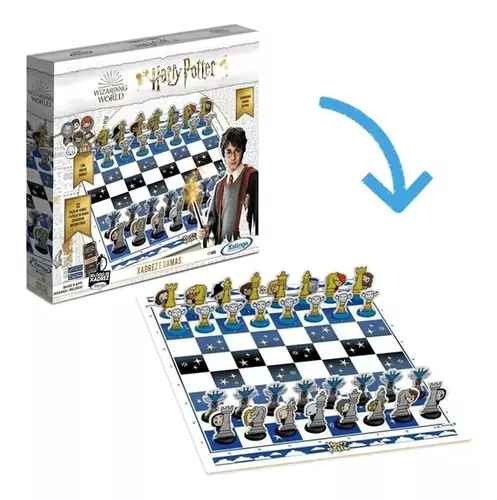 Jogo De Xadrez E Damas Harry Potter Tabuleiro Chess Crianças