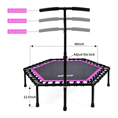 Mini Trampolines Fitness Con Barra De Mango Ajustable