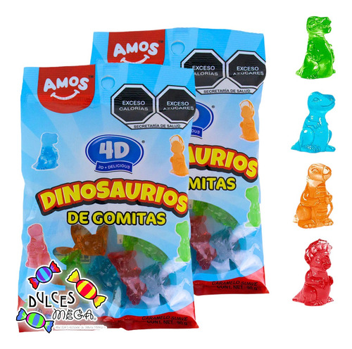 Amos Gomitas En Forma De Dinosaurio Frutales 2pack-30pzaprox