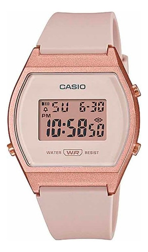 Reloj pulsera digital Casio LW-204 con correa de resina color rosa - bisel oro rosa