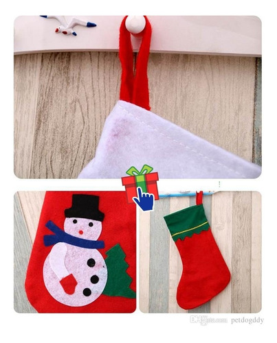 Set X 12 Bota Navideña Grande Bolsa Calcetín Colgar Navidad Color Rojo Y Verde