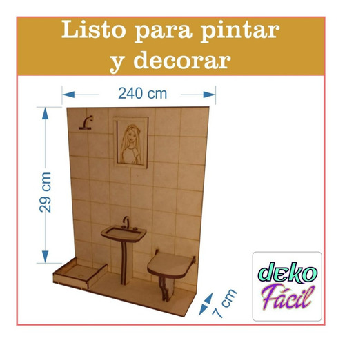 Imagen 3 de 4 de Baño Completo Para Casa De Muñecas Articulada De 29 Cm
