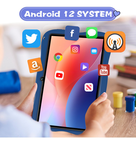 Hancdon A15 Tablet para Niñas y Niños 7 pulgadas 6GB 128GB Android 12 WiFi 3800mAh 5MP+13MP con Funda para Tablet