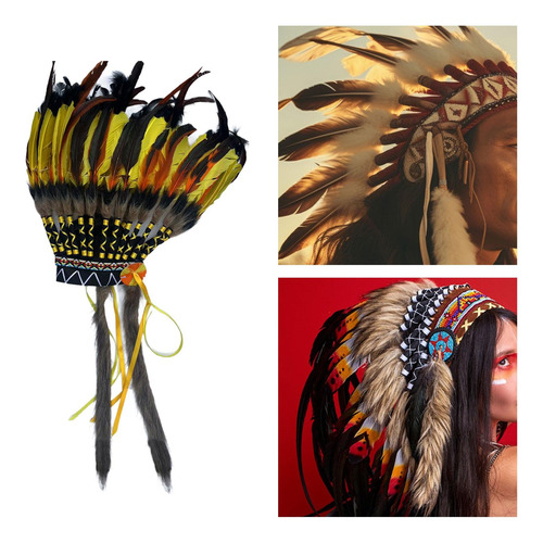 Diadema Con Sombrero Indio De Jefe Americano Para Fiesta De